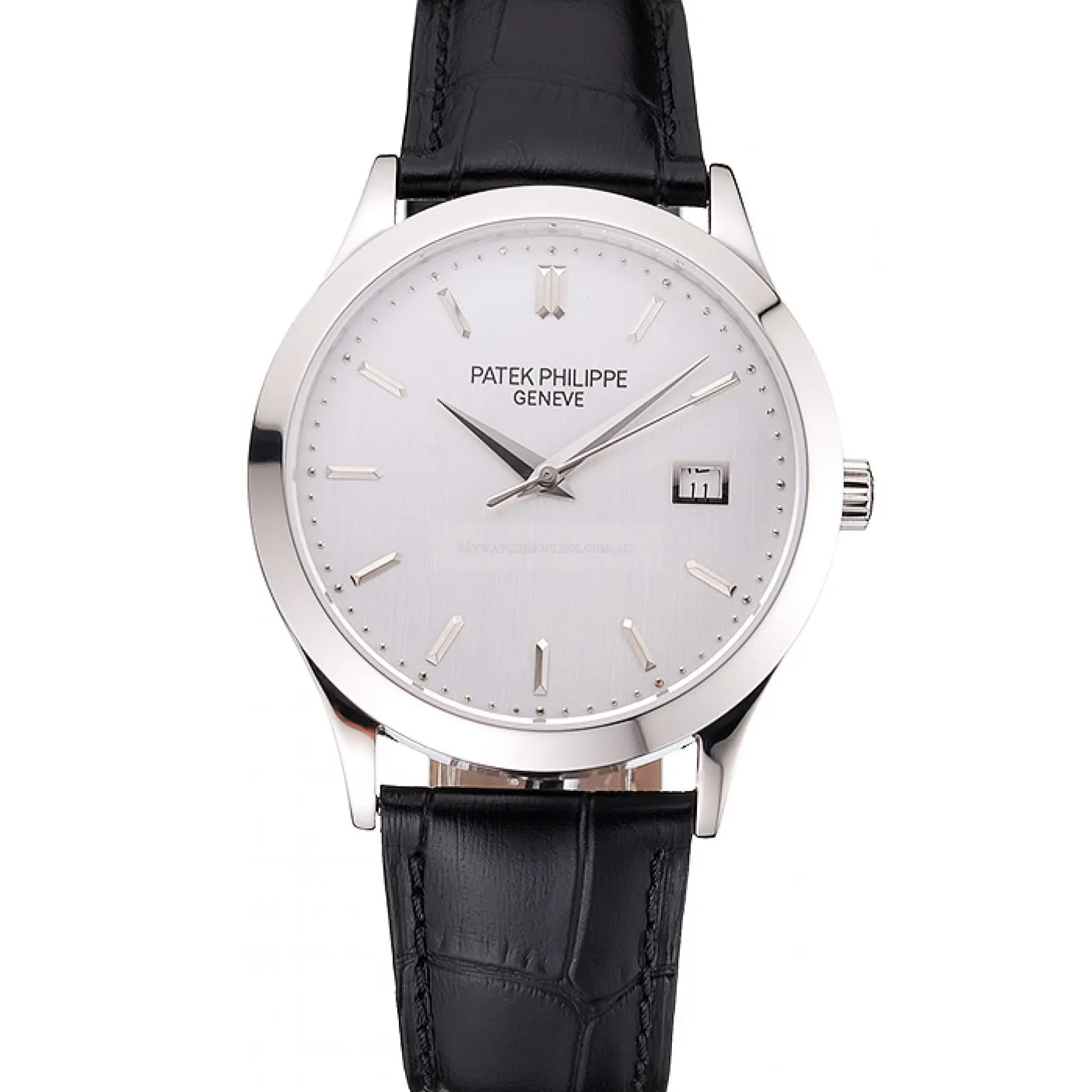 Calatrava Dial White 38 mm, Stainless Steel