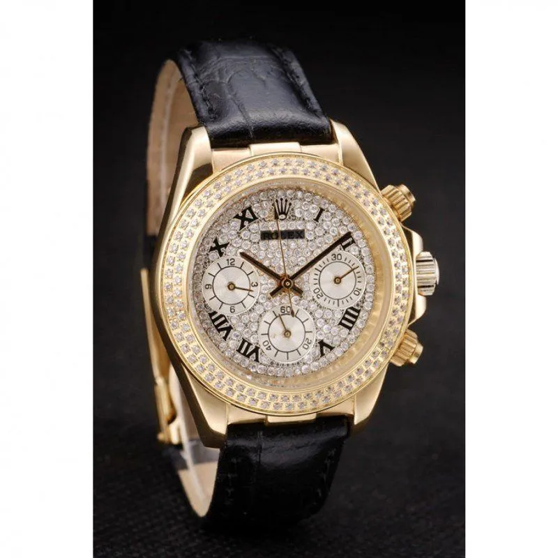 Daytona Lady Gold Case Crystal Studded Bezel Crystal Studded Dial 98238