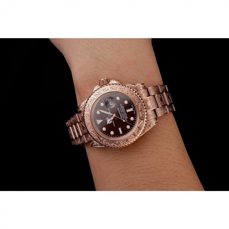 Swiss Submariner Skull Limited Edition Brown Dial Rose Gold Case And Bracelet 1454087