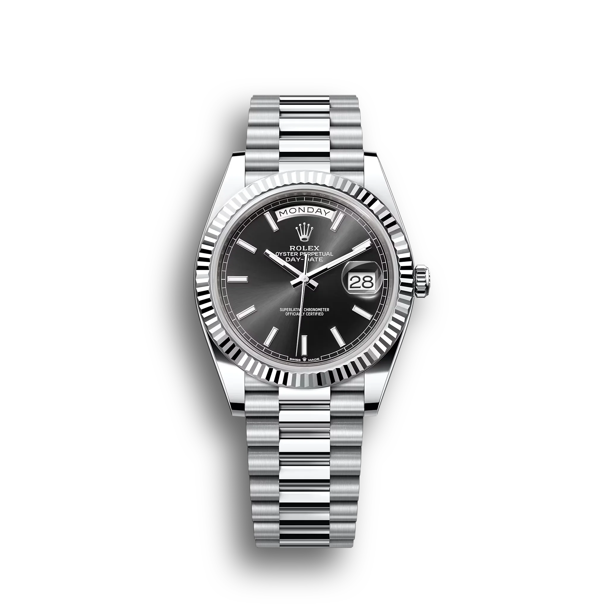 Day-Date: platinum, bright black dial, m228236-0003