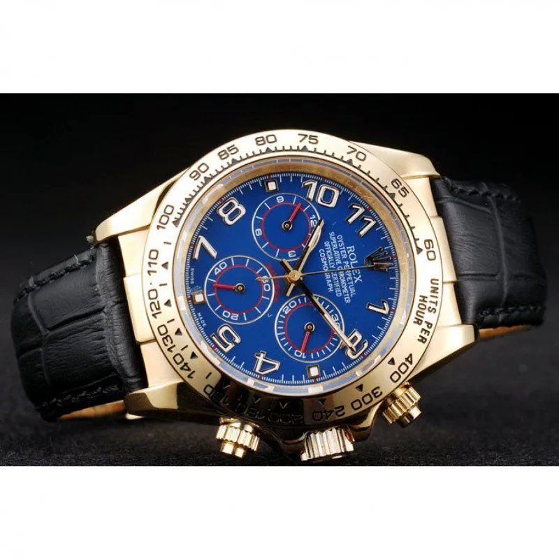 Daytona Gold Case Blue Dial Black Leather Strap
