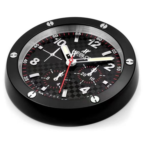 big bang wall clock carbon fibre chronograph dial black