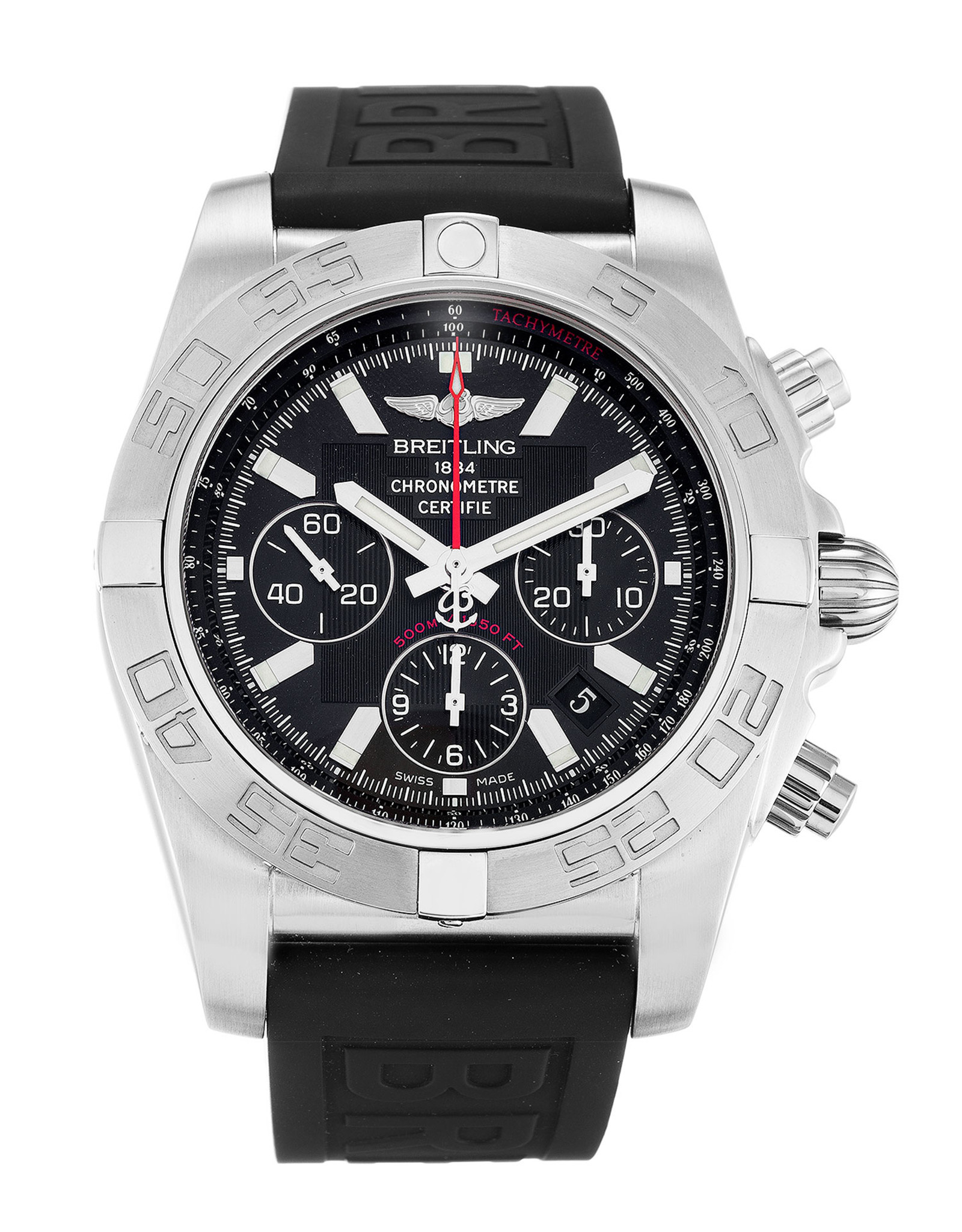 Chronomat 44 Black Dial Rubber Strap AB0110