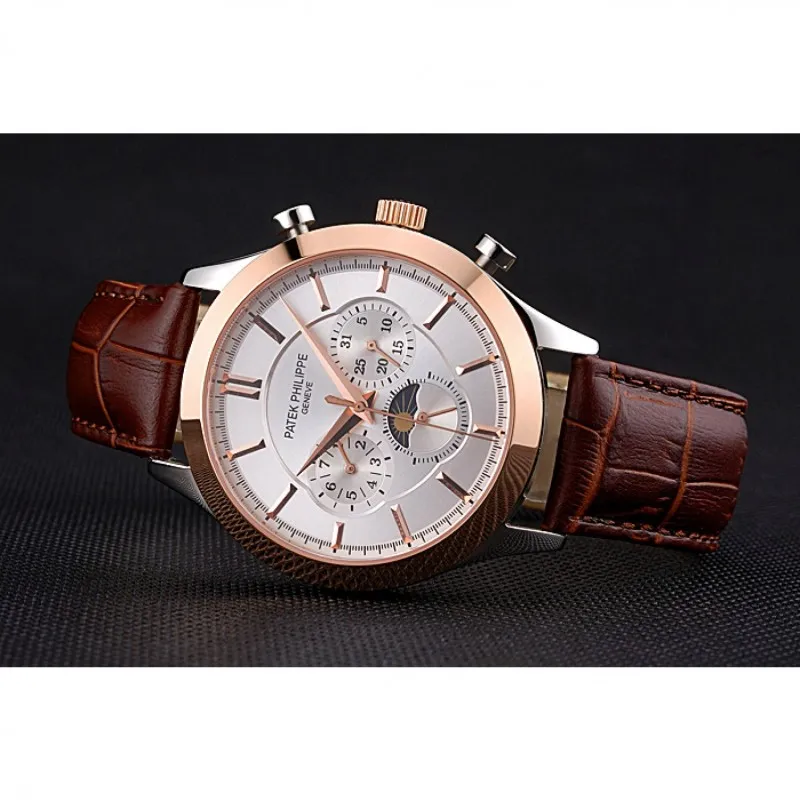 Moonphase Chronograph Dial White 41 mm, Rose Gold Plated