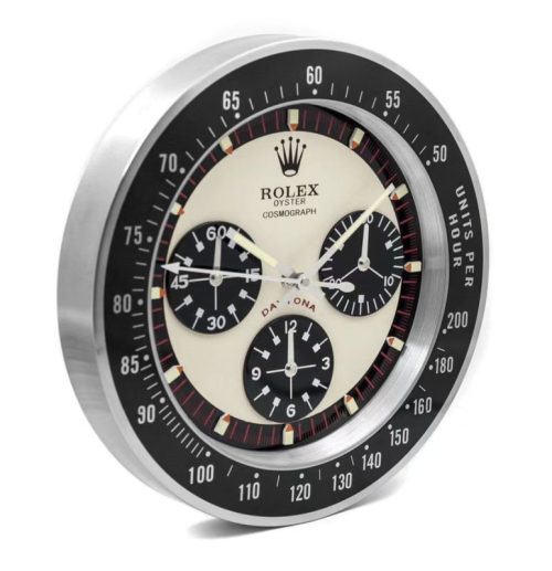 daytona paul newman wall clock black logo
