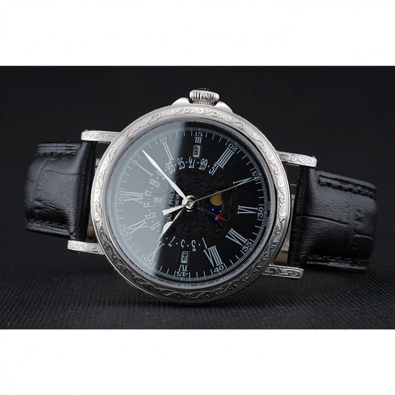 Perpetual Calendar Dial Black 40 mm, Stainless Steel