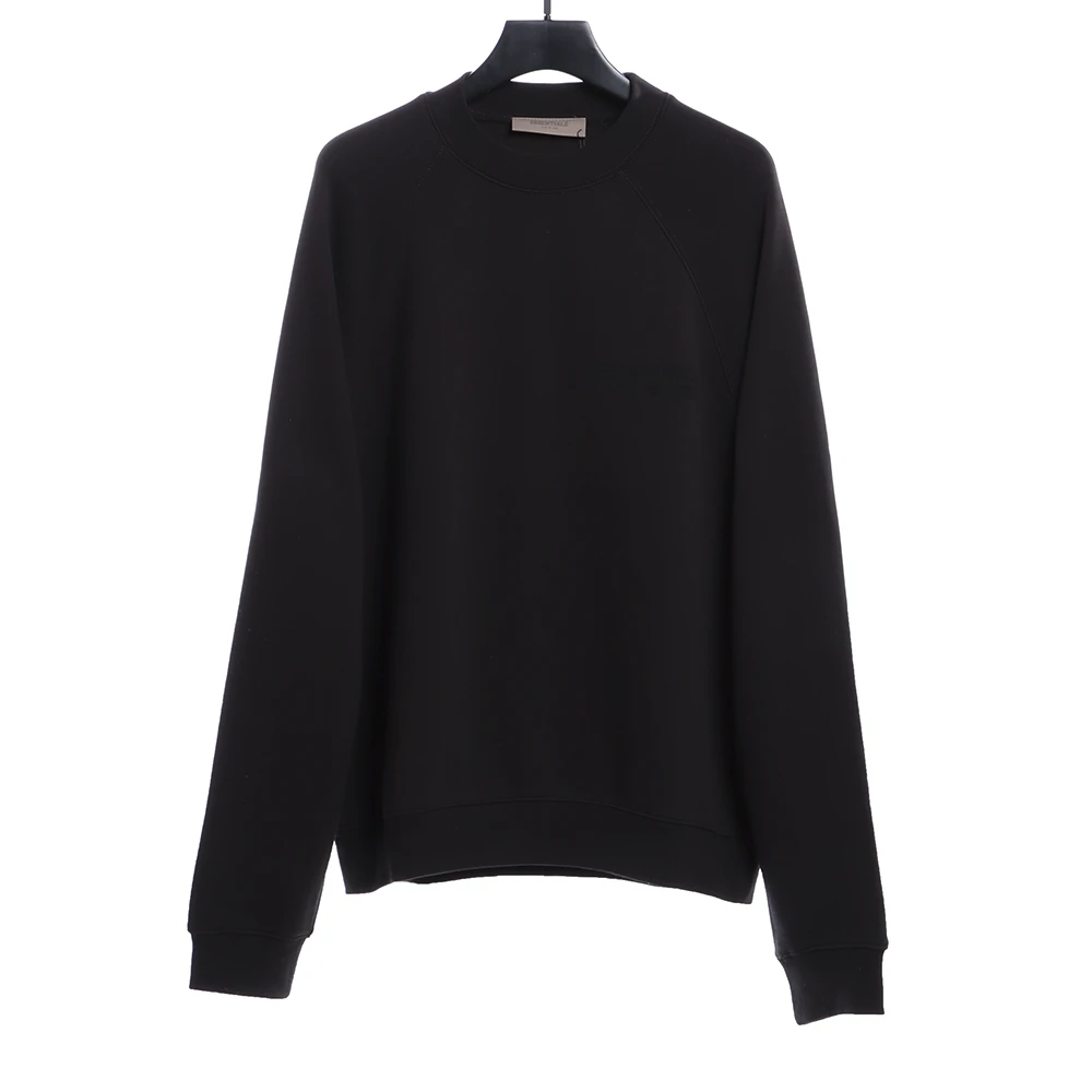 Front Flocking Small Label Round Neck Sweater