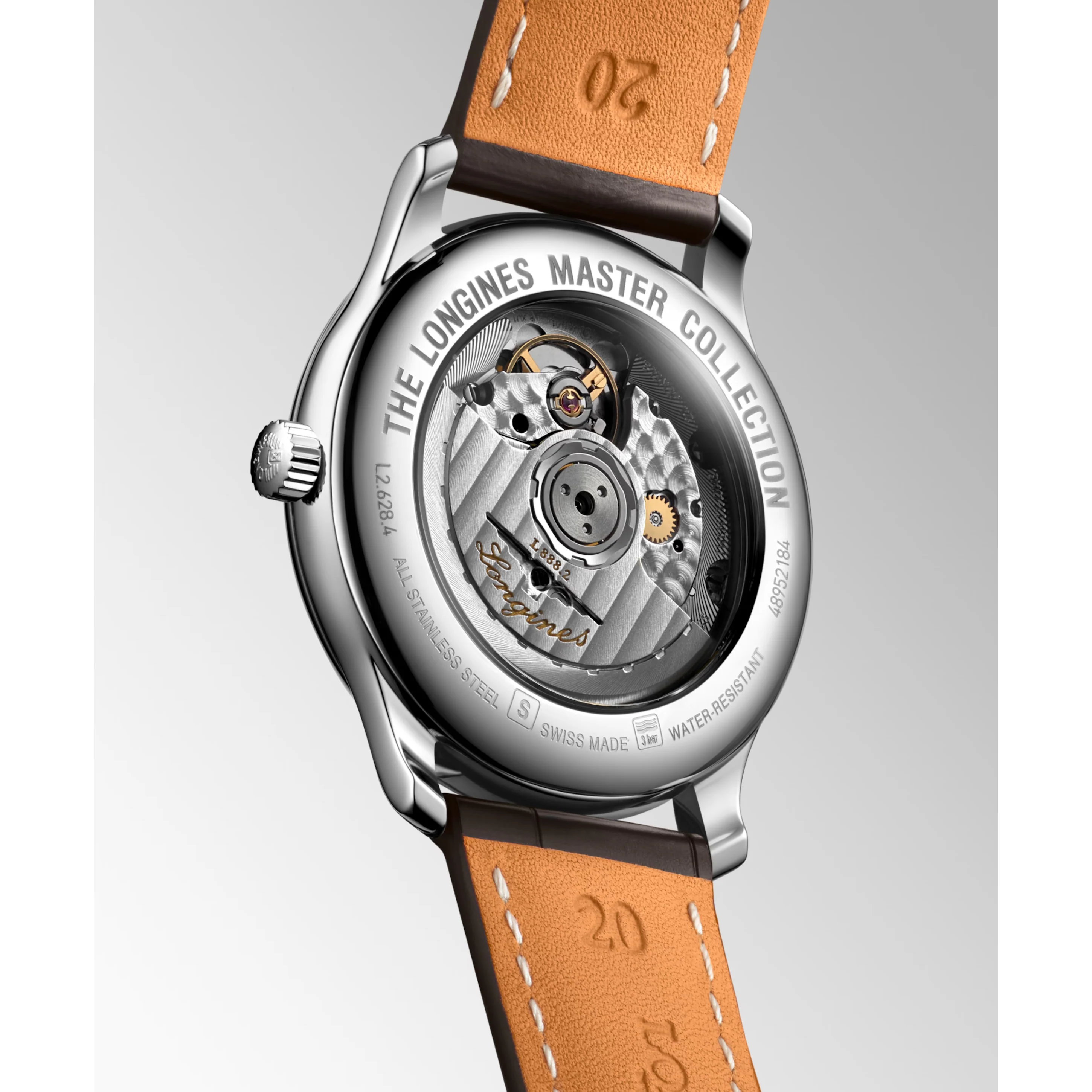 Master 38MM Automatic Silver Date Window Brown Alligator Watch L26284783