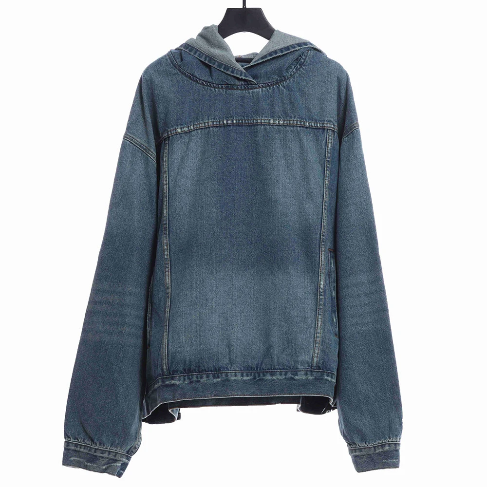 22FW Washed denim pullover joint jacket