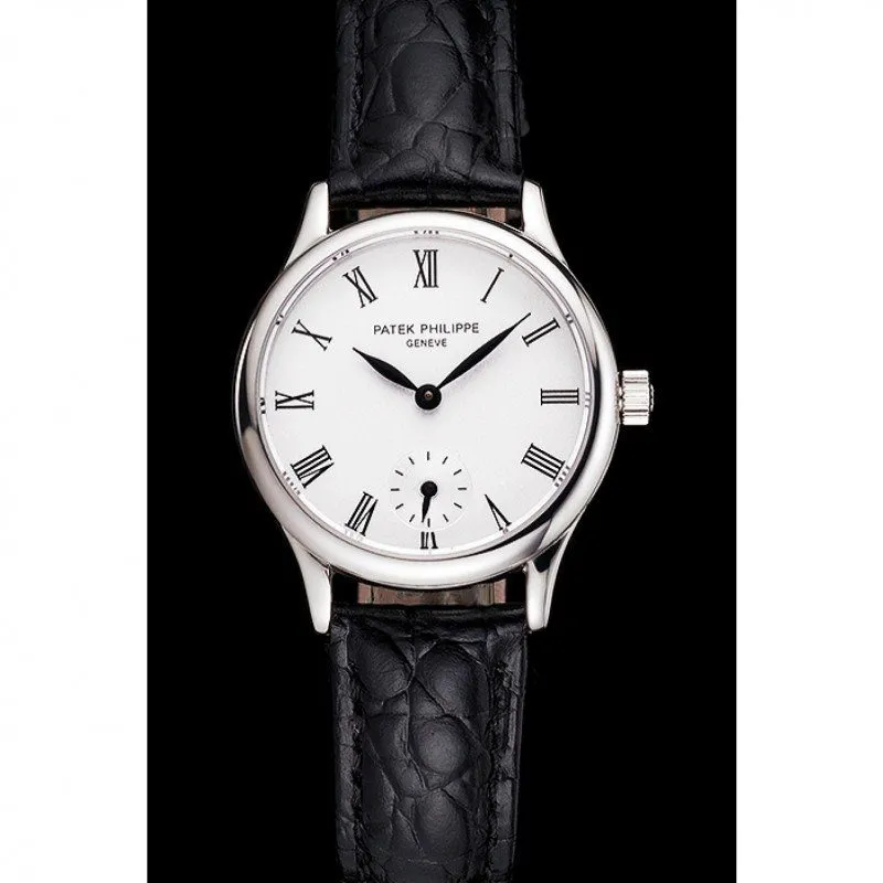 Calatrava Roman Dial White 28 mm, Stainless Steel