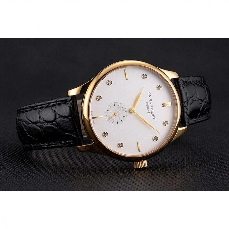 Calatrava White & Diamond Dial 39 mm, Yellow Gold Plated