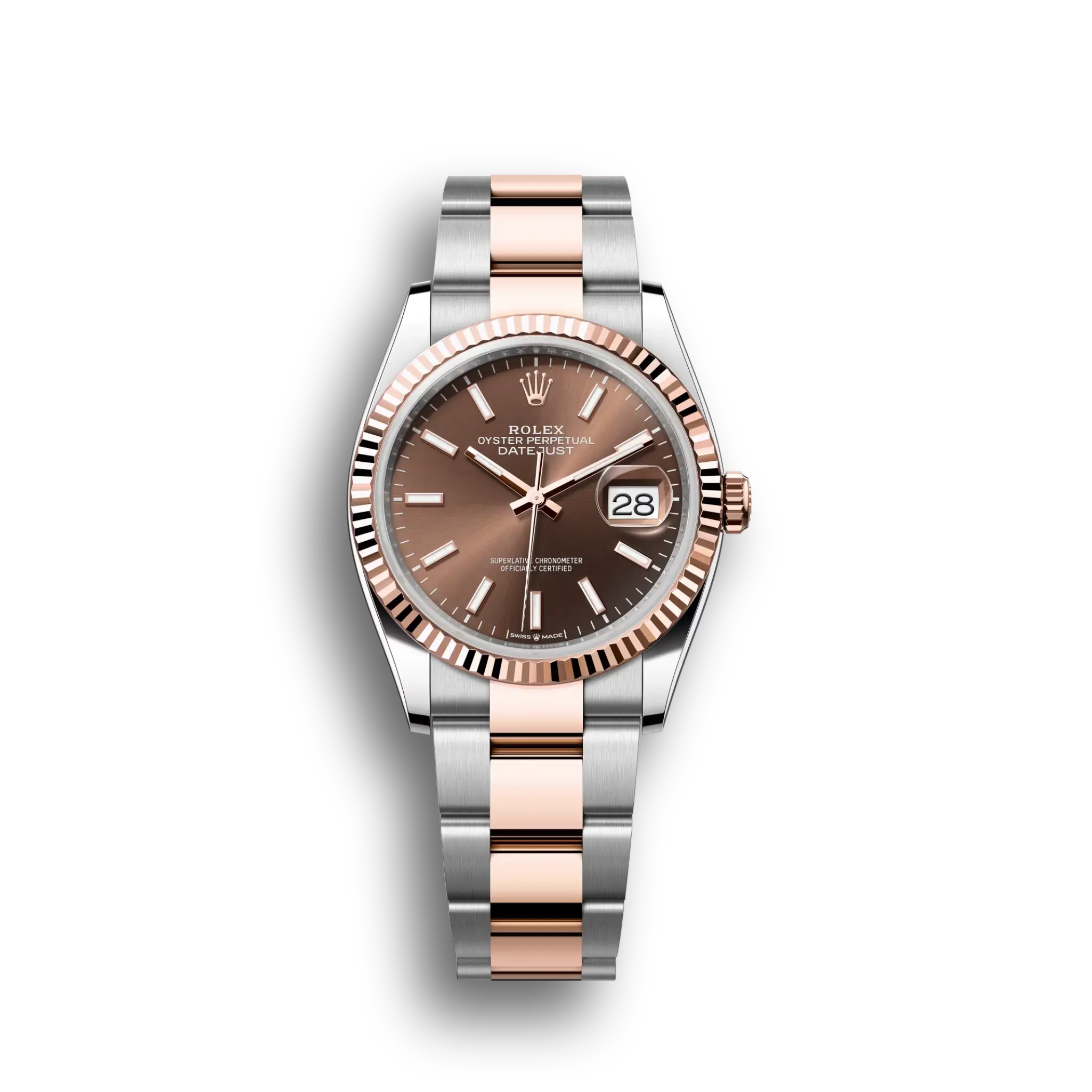 Datejust: Oystersteel and Everose gold, chocolate dial, m126231-0044