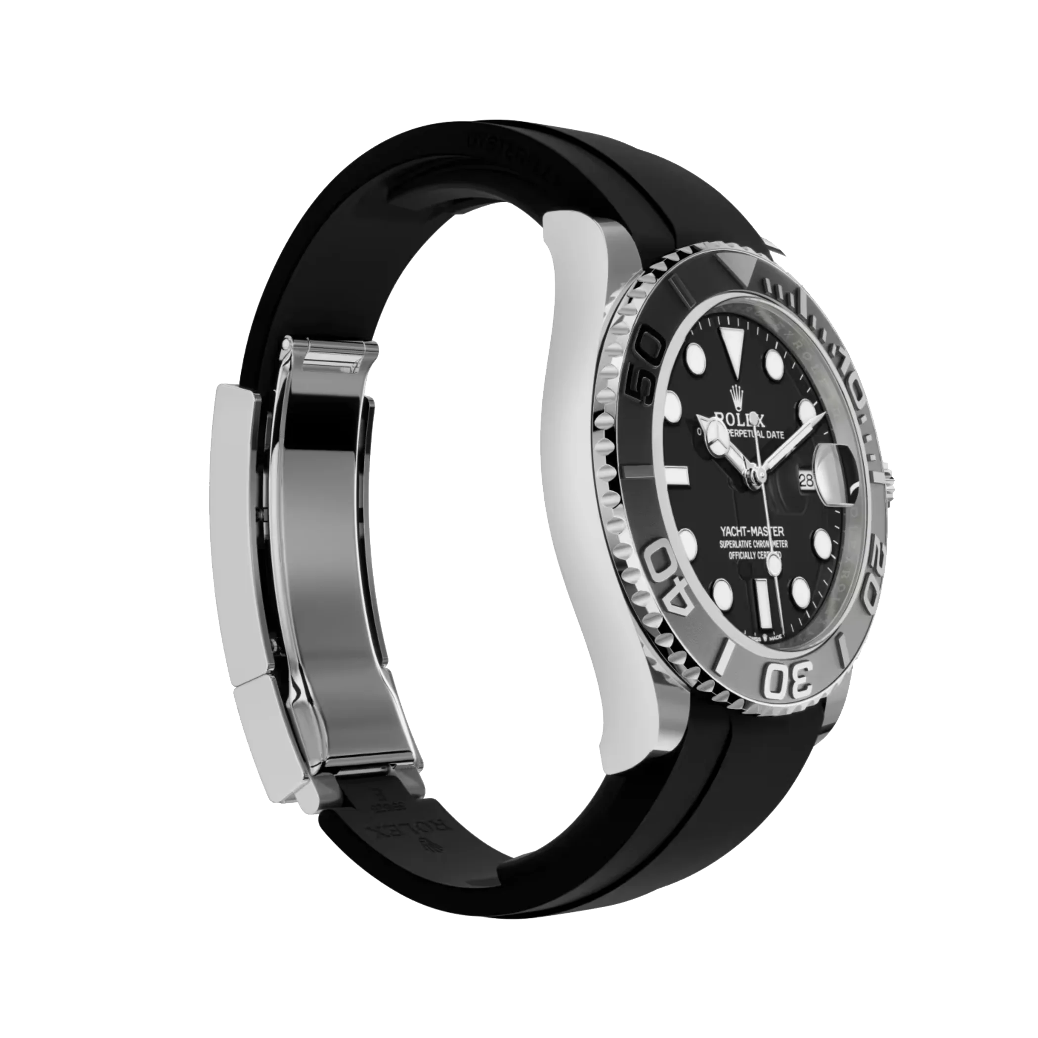 Yacht-Master: white gold, black dial, Oysterflex bracelet, m226659-0002