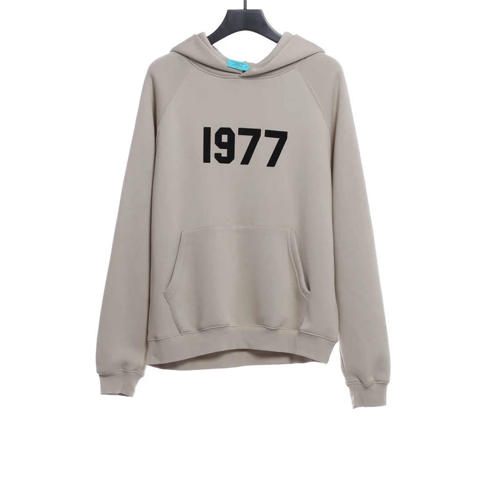 1977 Flocking fleece Hoodie(Black /Green /Grey /Beige)