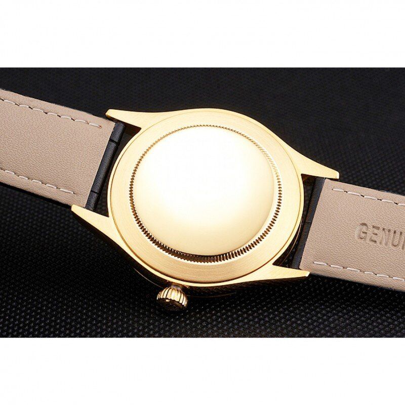 Swiss Cellini Black Dial Roman Numerals Gold Case Black Leather Strap