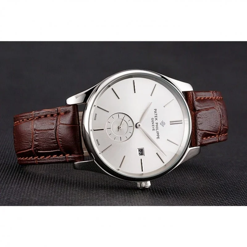 Calatrava Date Dial White 40 mm, Stainless Steel