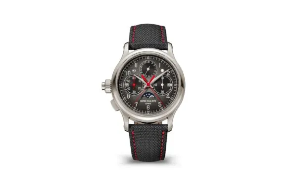 Split-seconds monopusher chronograph for left-handers, Perpetual calendar. 38.3 mm,Platinum,5373P-001