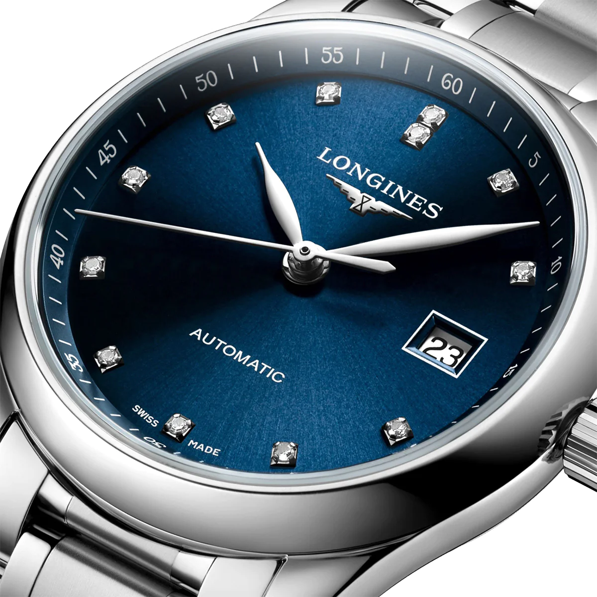 Master 29MM Automatic Sunray Blue Dial Diamond Markers Watch L22574976