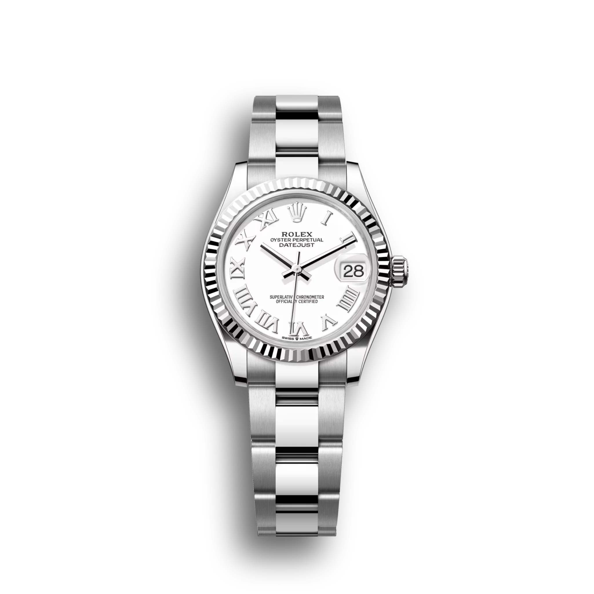 Datejust: Oystersteel and white gold, white dial, Oyster bracelet, m278274-0009
