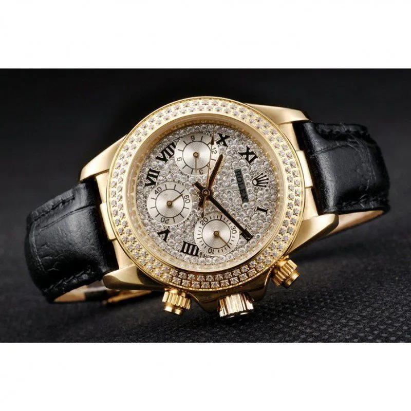 Daytona Lady Gold Case Crystal Studded Bezel Crystal Studded Dial 98238