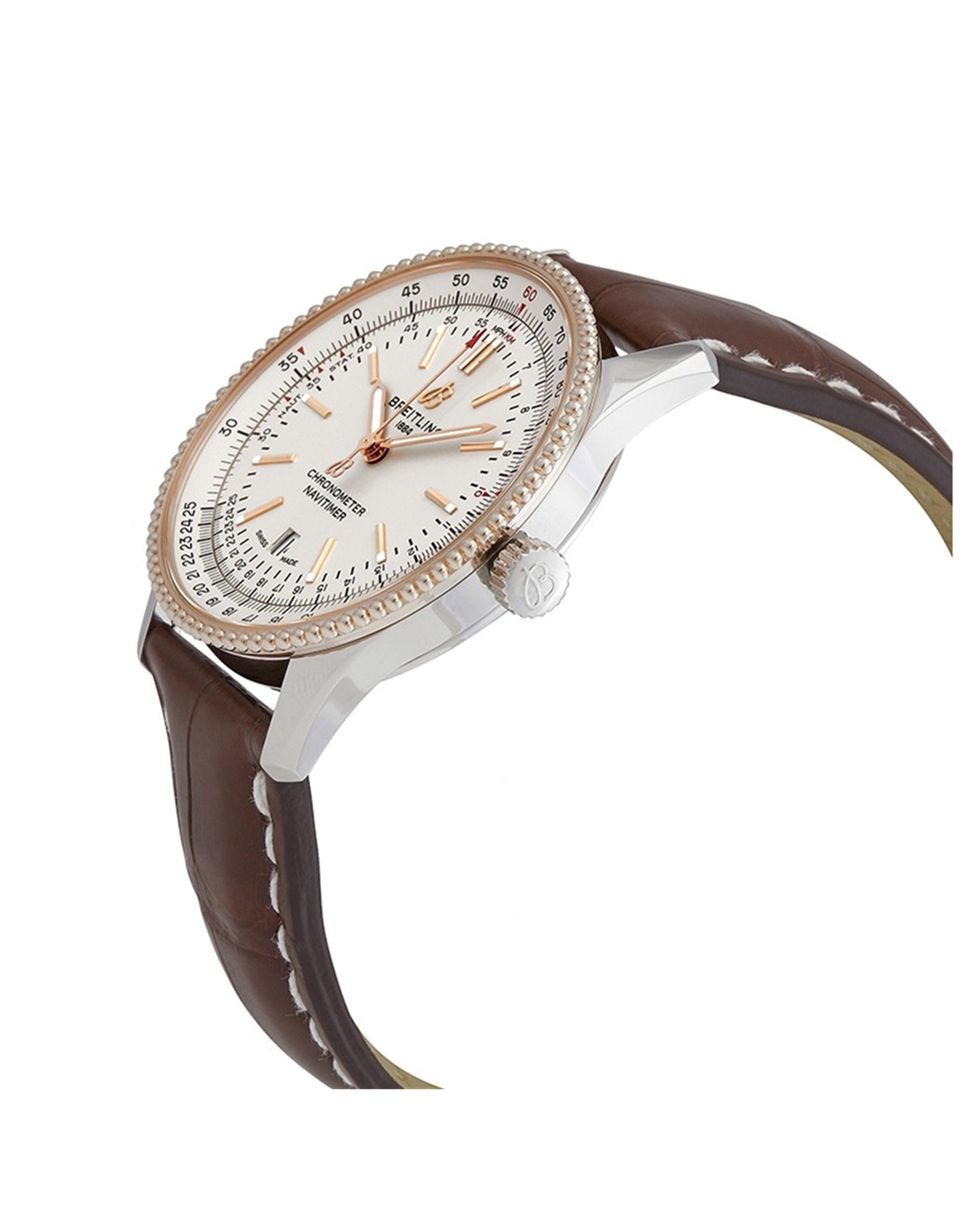 Navitimer Silver Dial Leather Strap U17326211G1P1