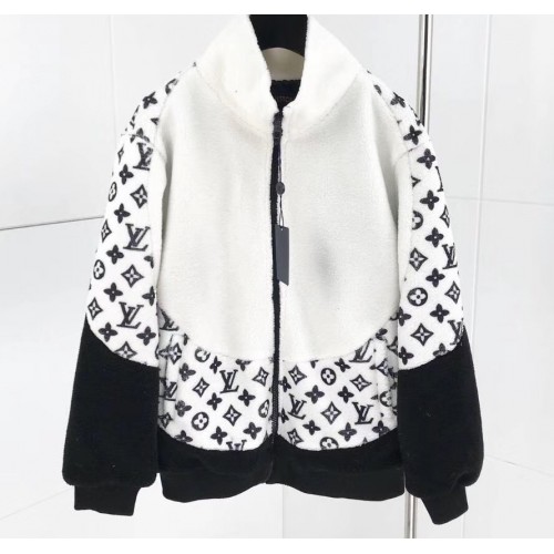 Louis Vuitton Monogram Logo Lamb Wool Coat Black/White