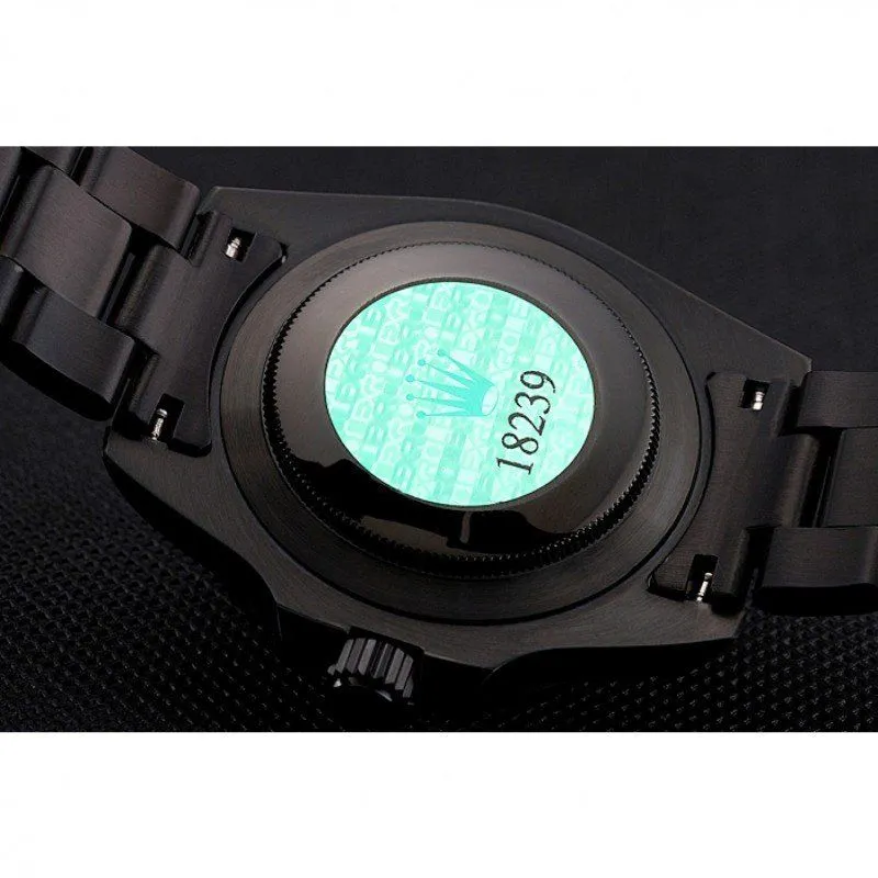 Swiss GMT Master II Black Dial Blue And Black Bezel Black PVD Case And Bracelet PR18239