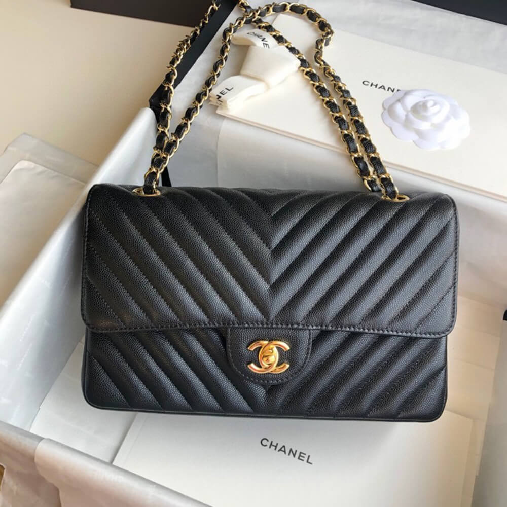 Chanel Classic Chevron Tweed Medium Flap