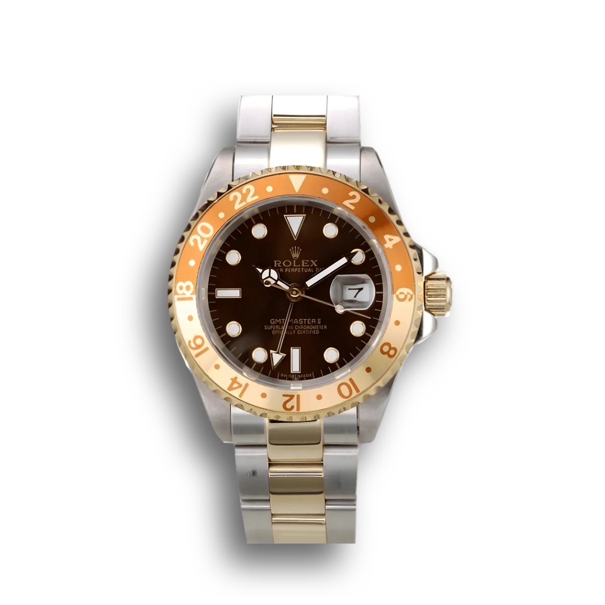 GMT Master II Gold Colored Ceramic Bezel Brown Dial Watch