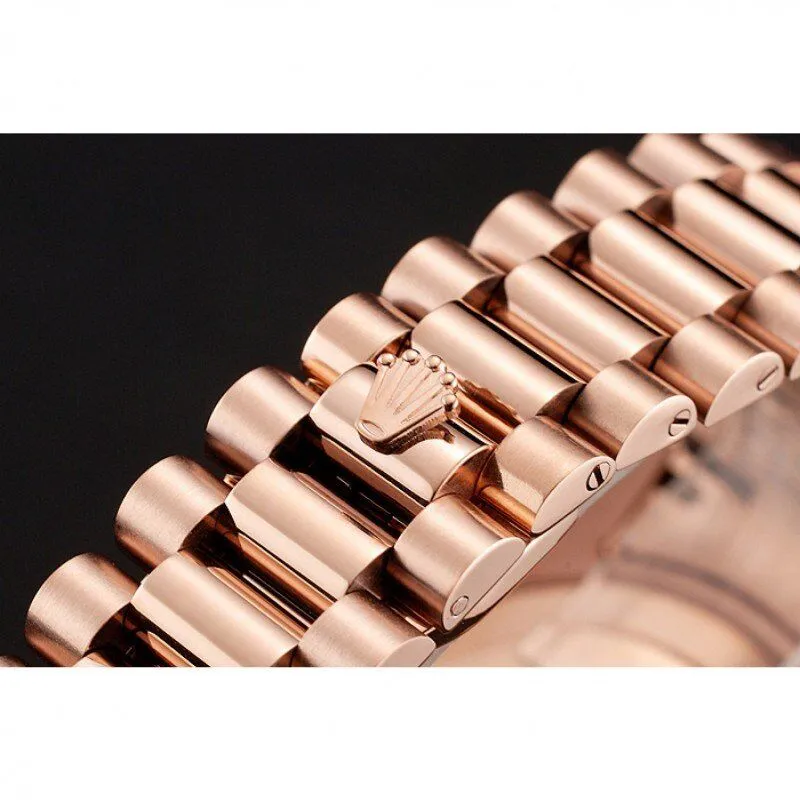 Swiss Day-Date Diamonds And Rubies Black Dial Rose Gold Bracelet 1454102