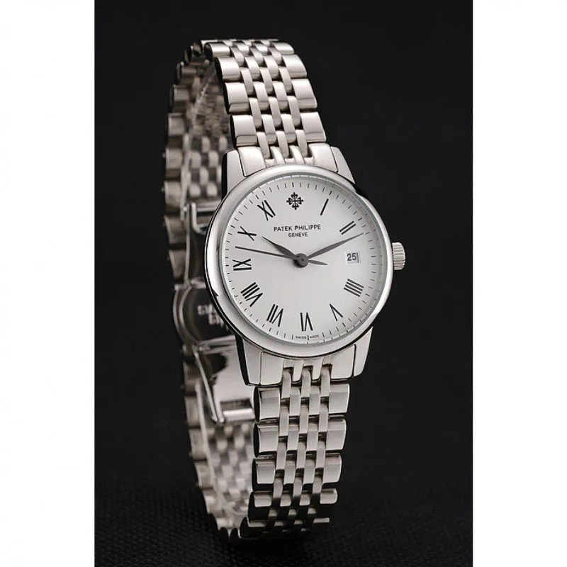 Calatrava Dial White 28 mm, Stainless Steel