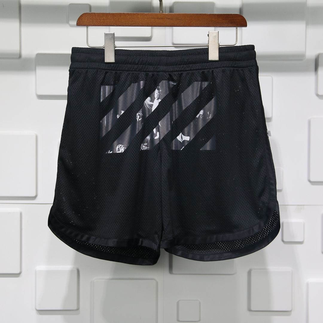 OFF WHITE TWILL PRINT SHORTS
