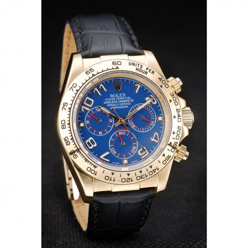 Daytona Gold Case Blue Dial Black Leather Strap