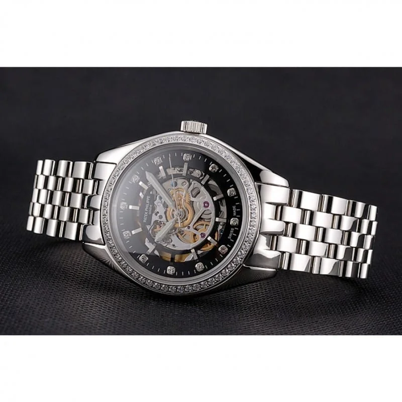 Calatrava Black & Diamond Dial 37 mm, Stainless Steel