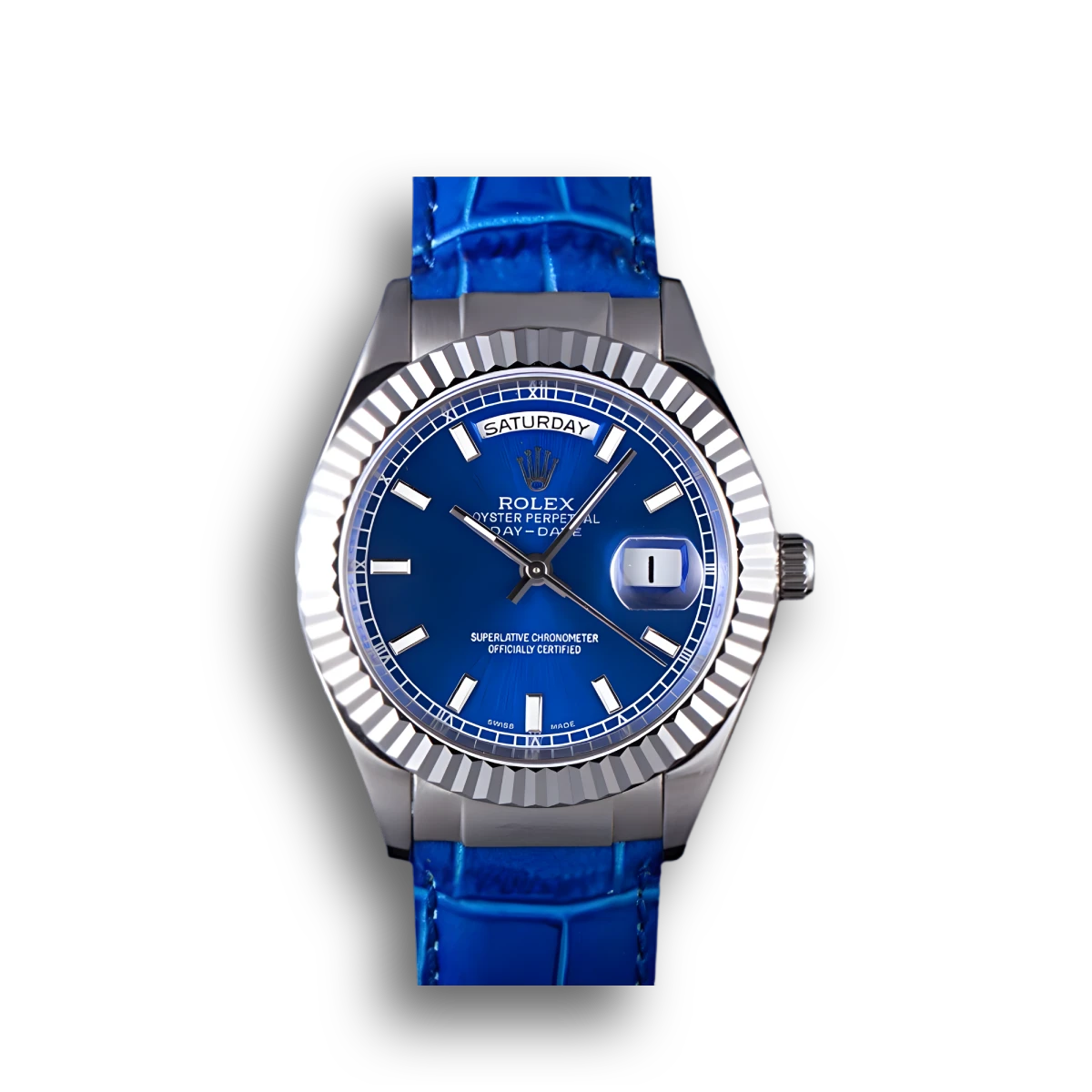 Swiss Day-Date Oyster Collection Blue Leather Band 621490