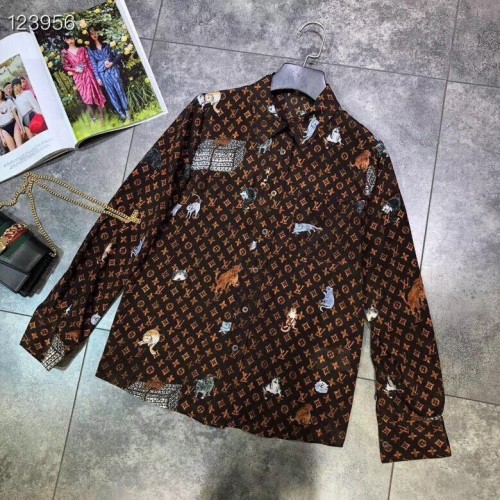 louis vuitton spring motif-printed-longsleeve-shirt black