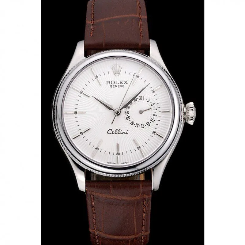 Cellini White Dial Stainless Steel Case Brown Leather Bracelet 622723