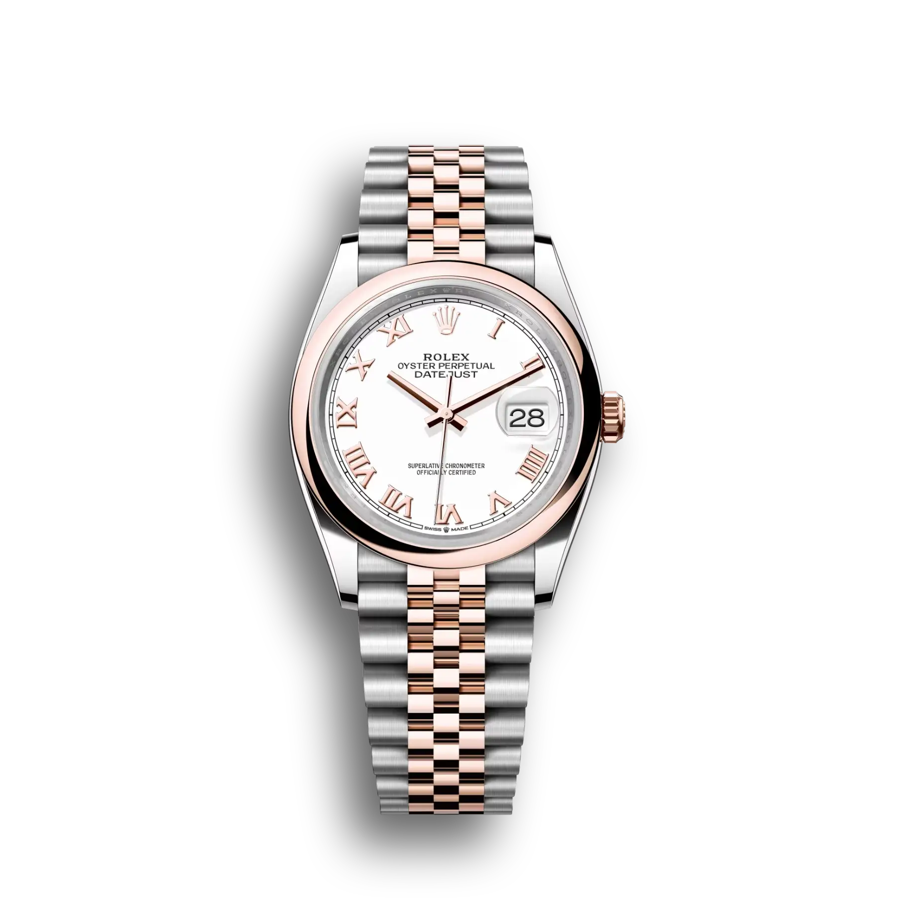 Datejust: Oystersteel and Everose gold, white, m126201-0015