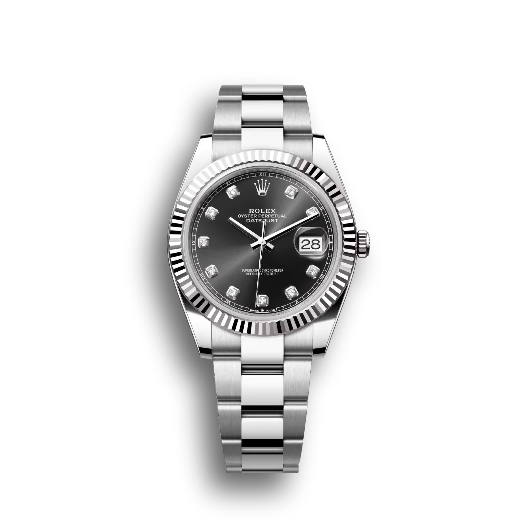 Datejust: Oystersteel and white gold, bright black, m126334-0011