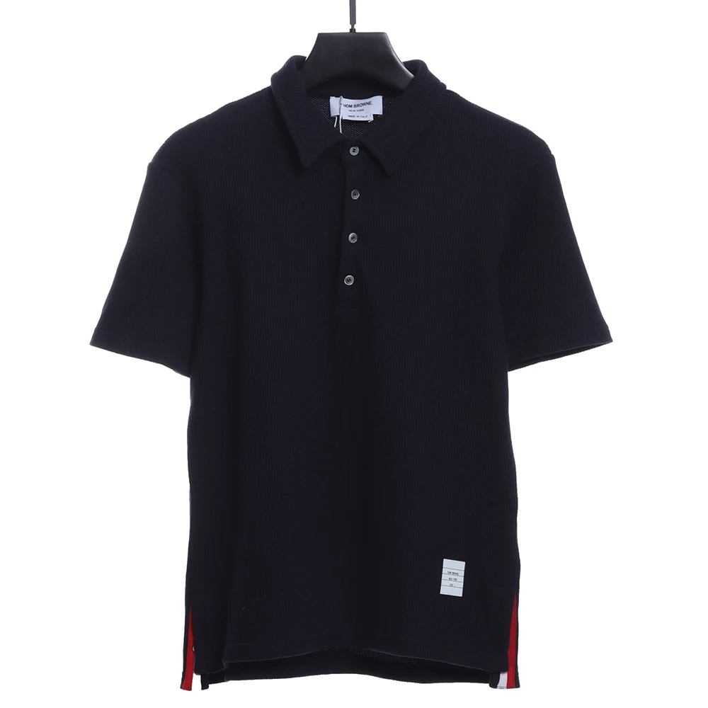 Waffle four button polo T-shirt (White/Black/Grey/Dark blue)