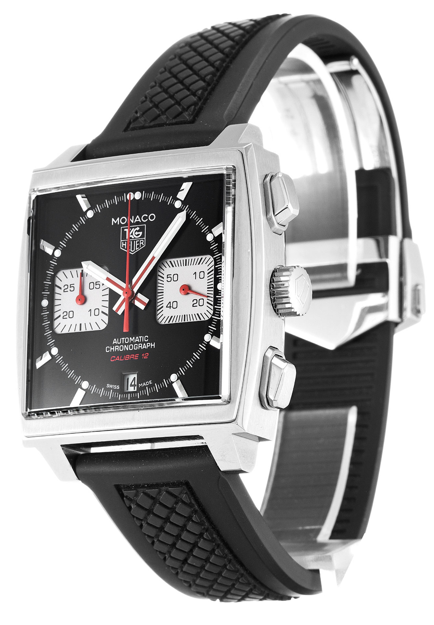 Monaco Black Dial Stick Markers CAW2114.FT6021-39 MM