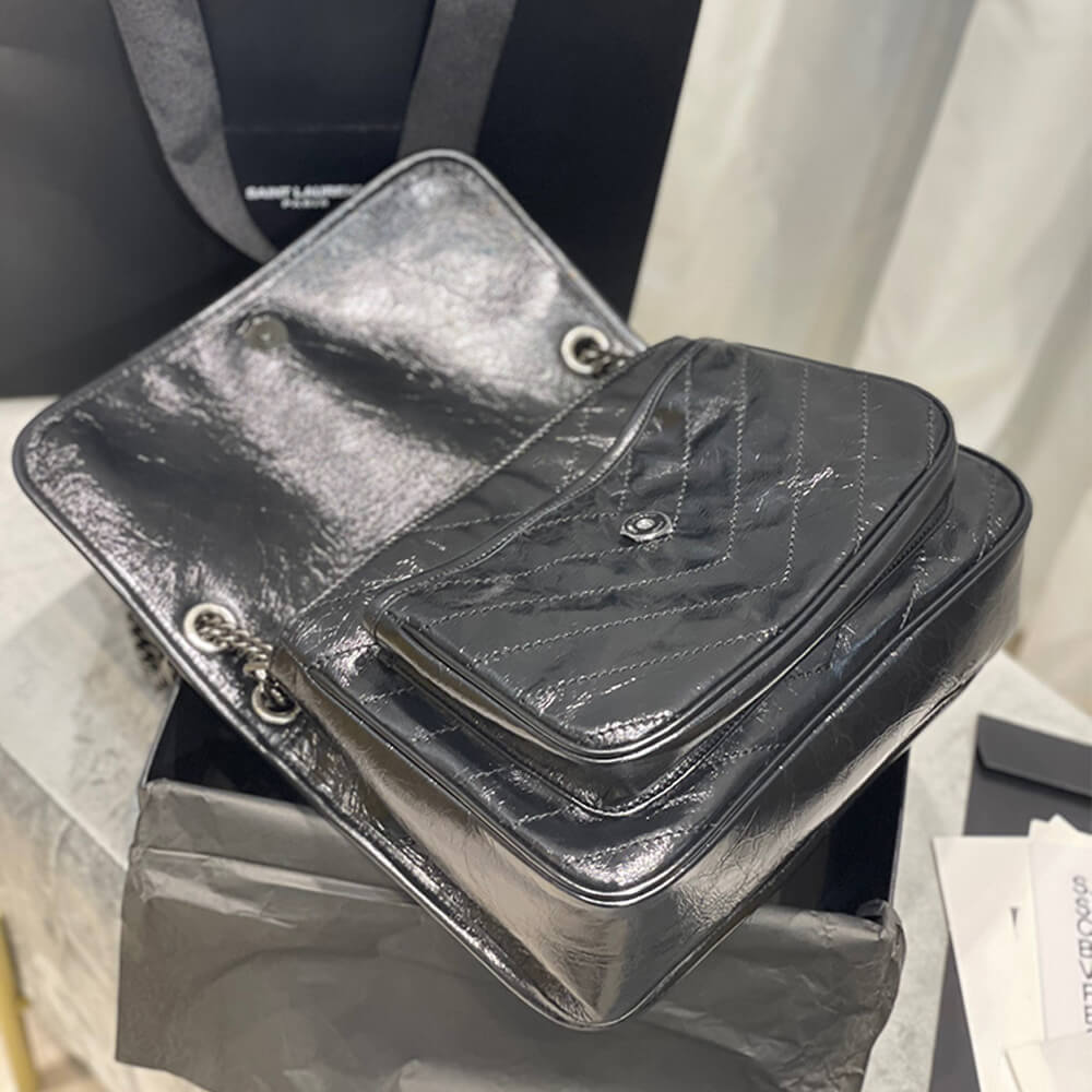 YSL SAINT LAURENT NIKI MEDIUM IN CRINKLED VINTAGE LEATHER
