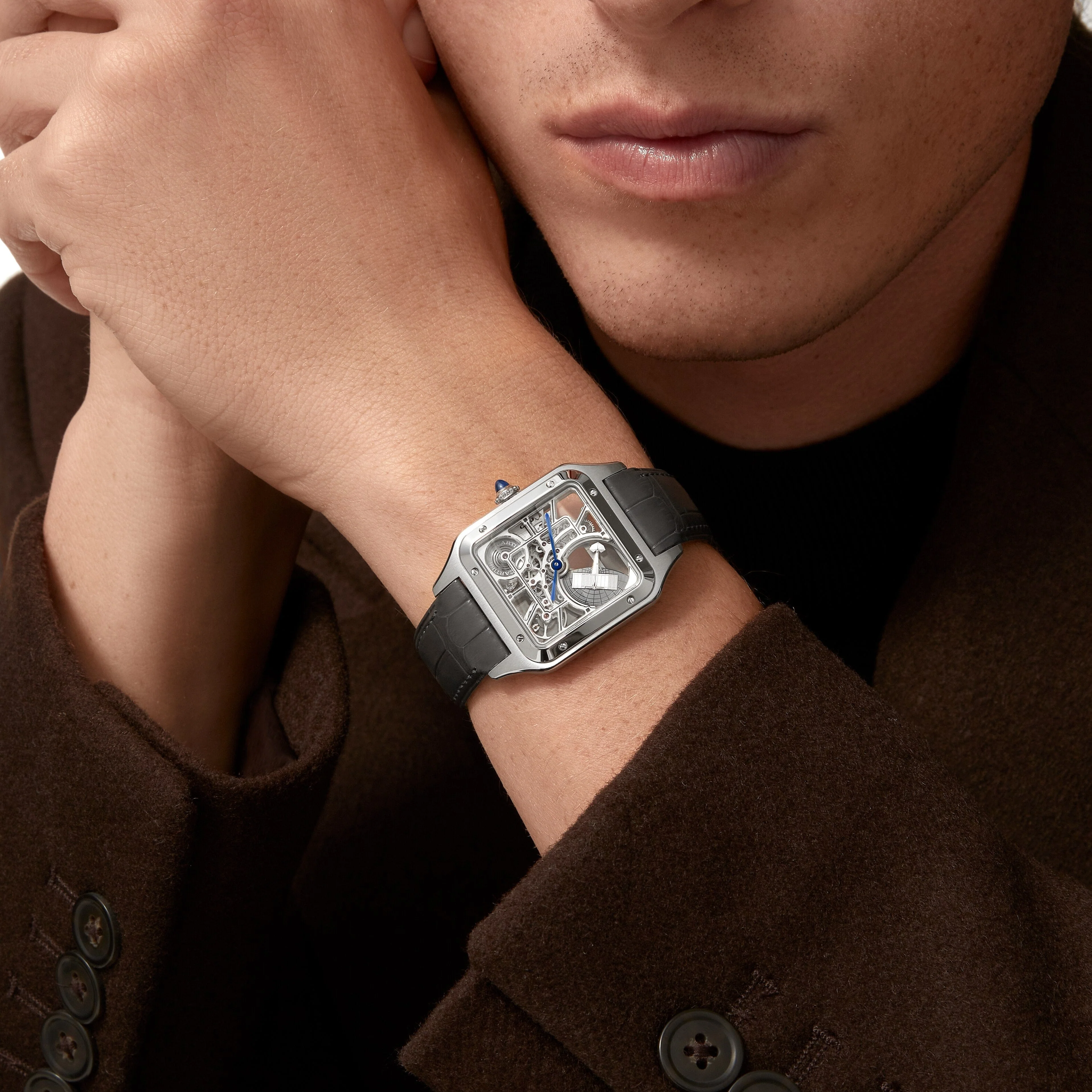 Santos-Dumont Skeleton Watch with micro-rotor WHSA0032(Box NOT Included)