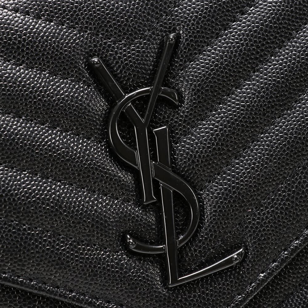 YSL Saint Laurent Chain-strap YSL-plaque grained-leather wallet