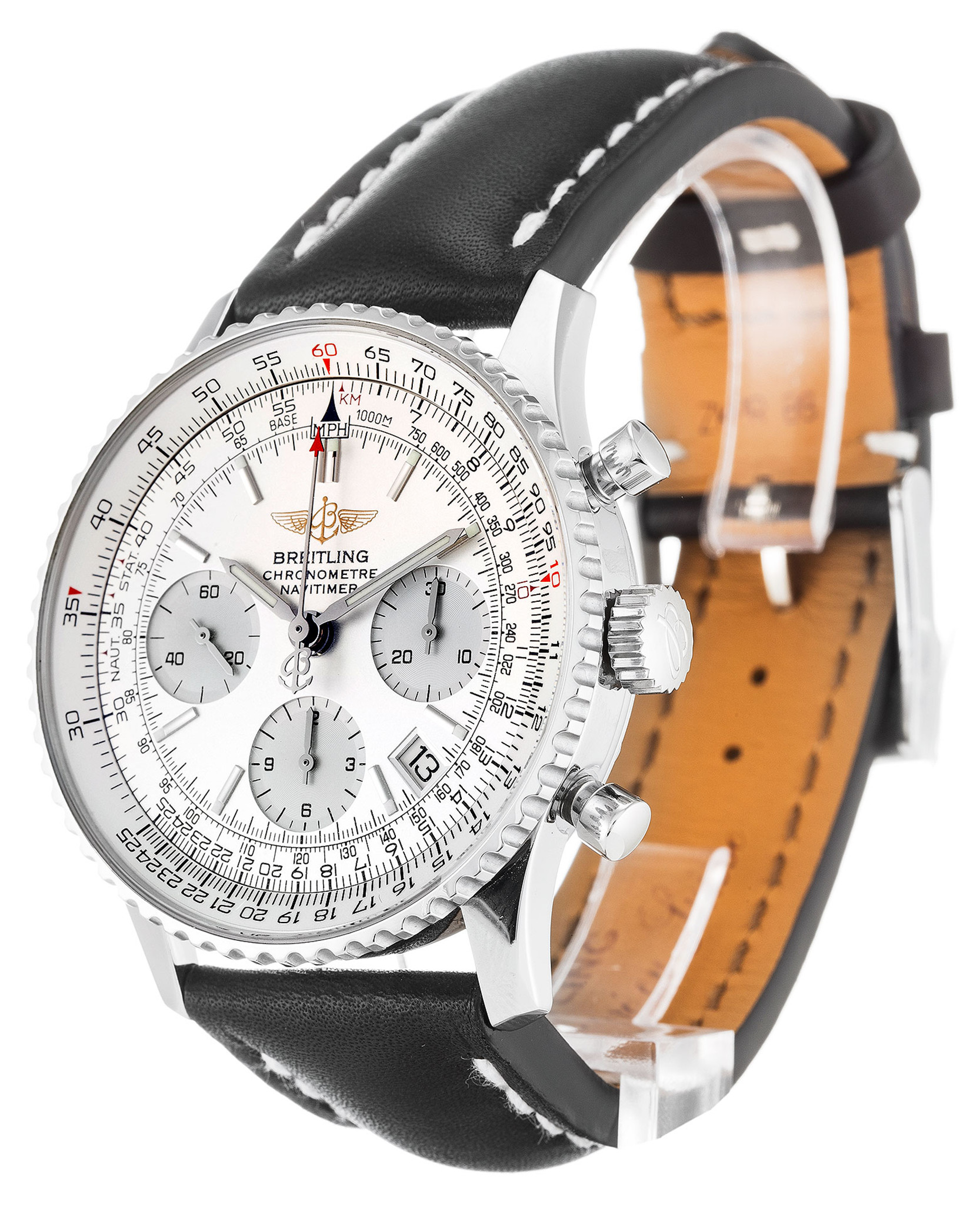 Navitimer White Dial Leather Strap A23322
