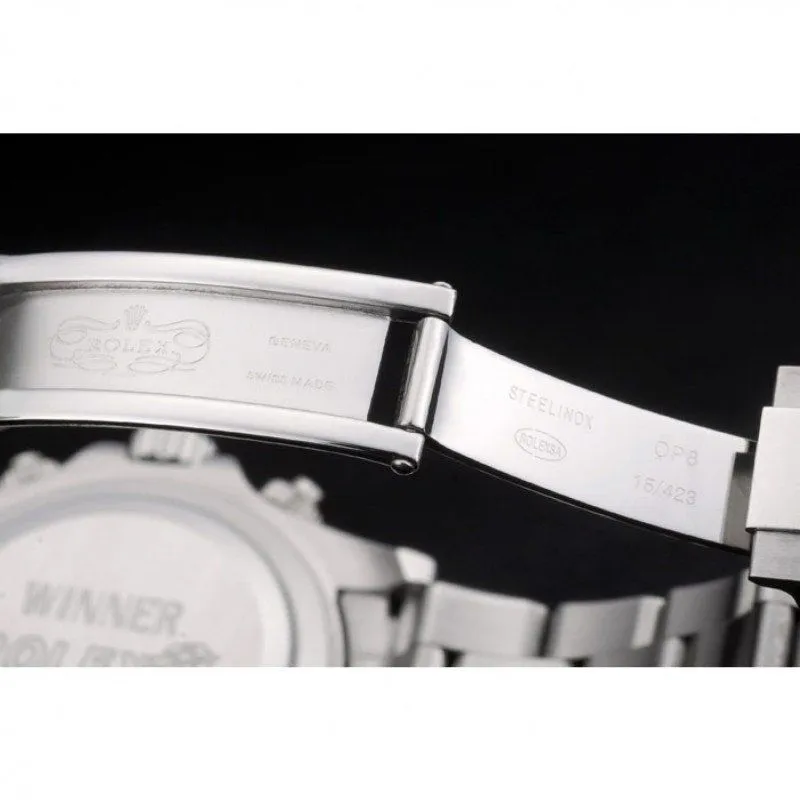 Daytona Cosmograph Rainbow Crystals Bezel Stainless Steep Strap Black Dial 80250