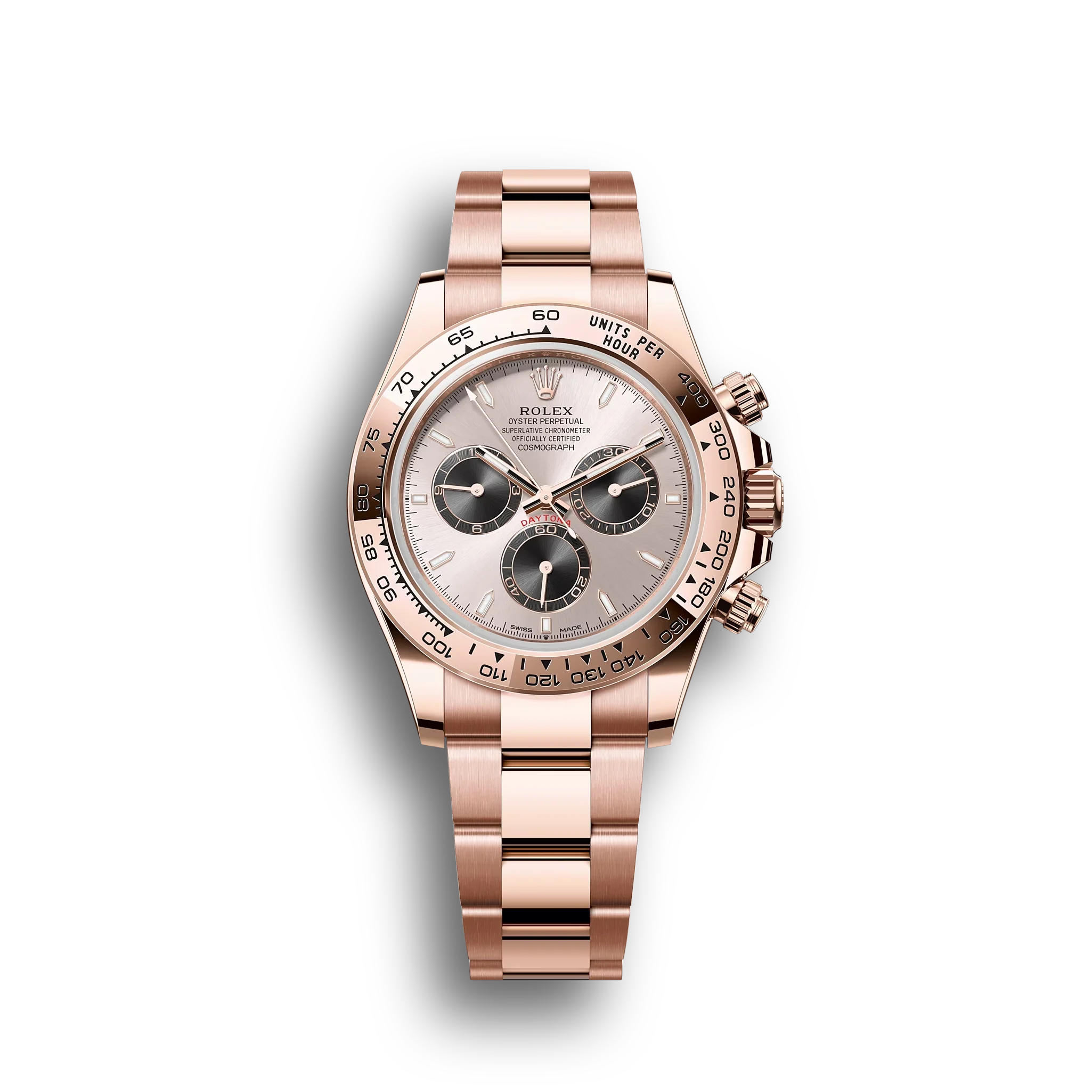 Daytona Cosmograph: Oyster, Everose gold, Sundust and bright black dial, Oyster bracelet, m126505-0003