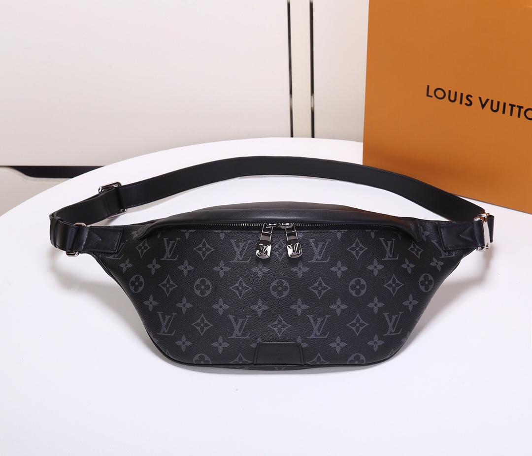 Louis Vuitton Men M44388 Discovery Bumbag Embossed Monogram Shadow Calf Leather