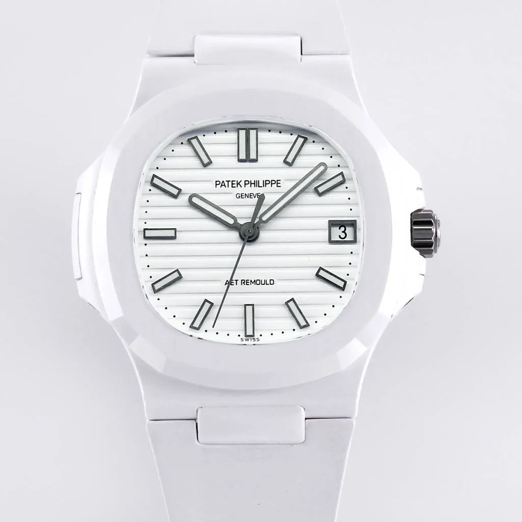 Nautilus 5711/1A-018  40 mm, Rubber Strap White Dial