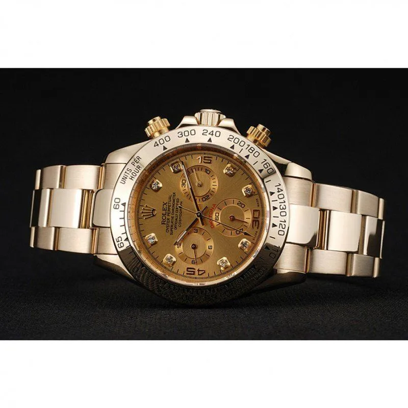 Cosmograph Daytona Brown Dial Diamond Numerals Gold Case And Bracelet 1454245